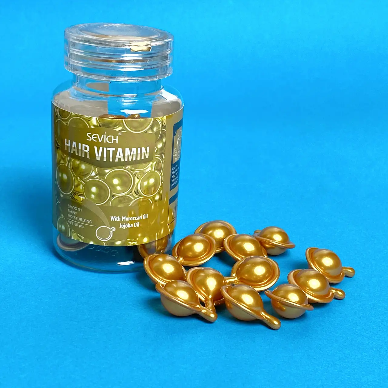 ВІТАМІНИ-КАПСУЛИ ДЛЯ ВОЛОССЯ SEVICH ДЛЯ ЛАМКОГО ТА ОСЛАБЛЕНОГО ВОЛОССЯ, (ЗОЛОТІ)